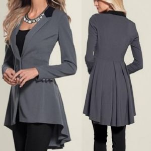 long ruffle back blazer